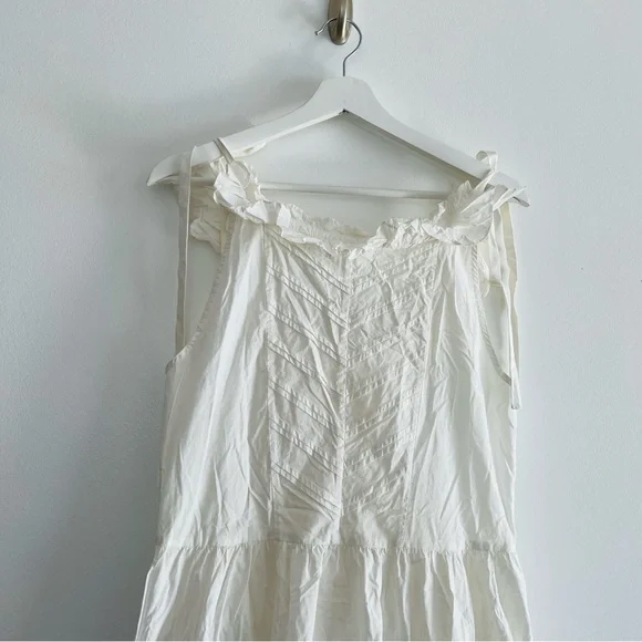 Doen Myrtille White Cotton Poplin Midi Dress S Romantic Prairie Cottagecore